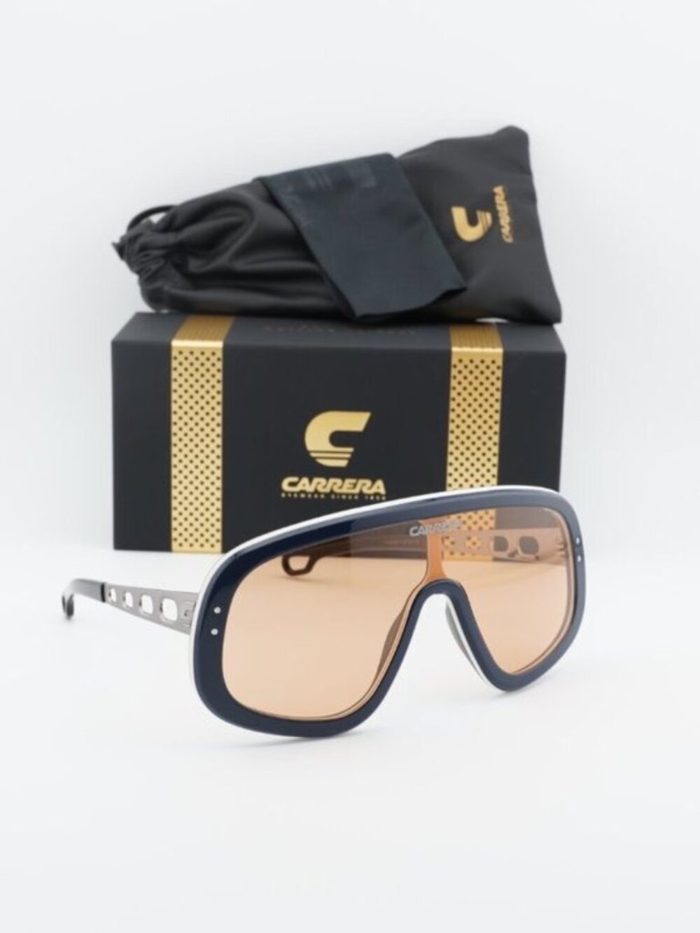 Carrera FLAGLAB 17 0DTY W7 Shield Sunglasses - Blue/Ruthenium / Brown